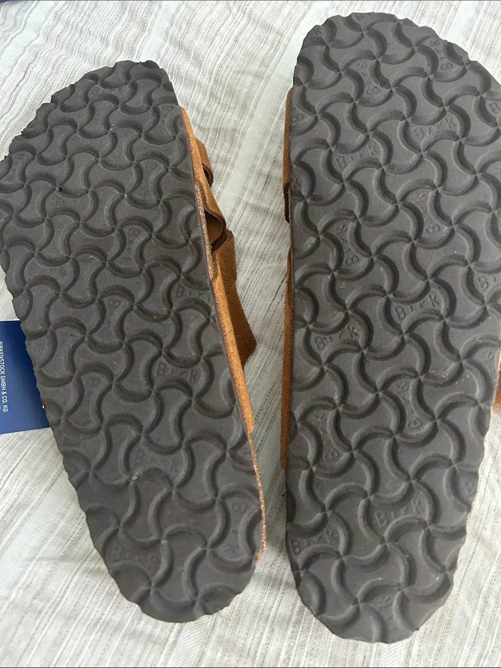 Birkenstock Suede Cross-Strap Sandals in Chestnut Brown